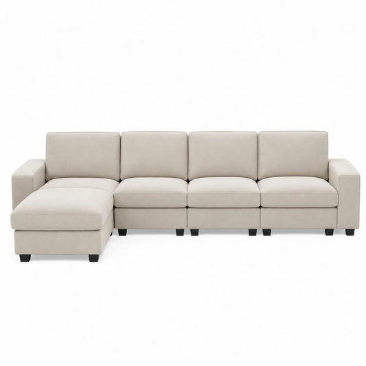 Sofa modułowa z mikrofibry beżowa 4-osobowa