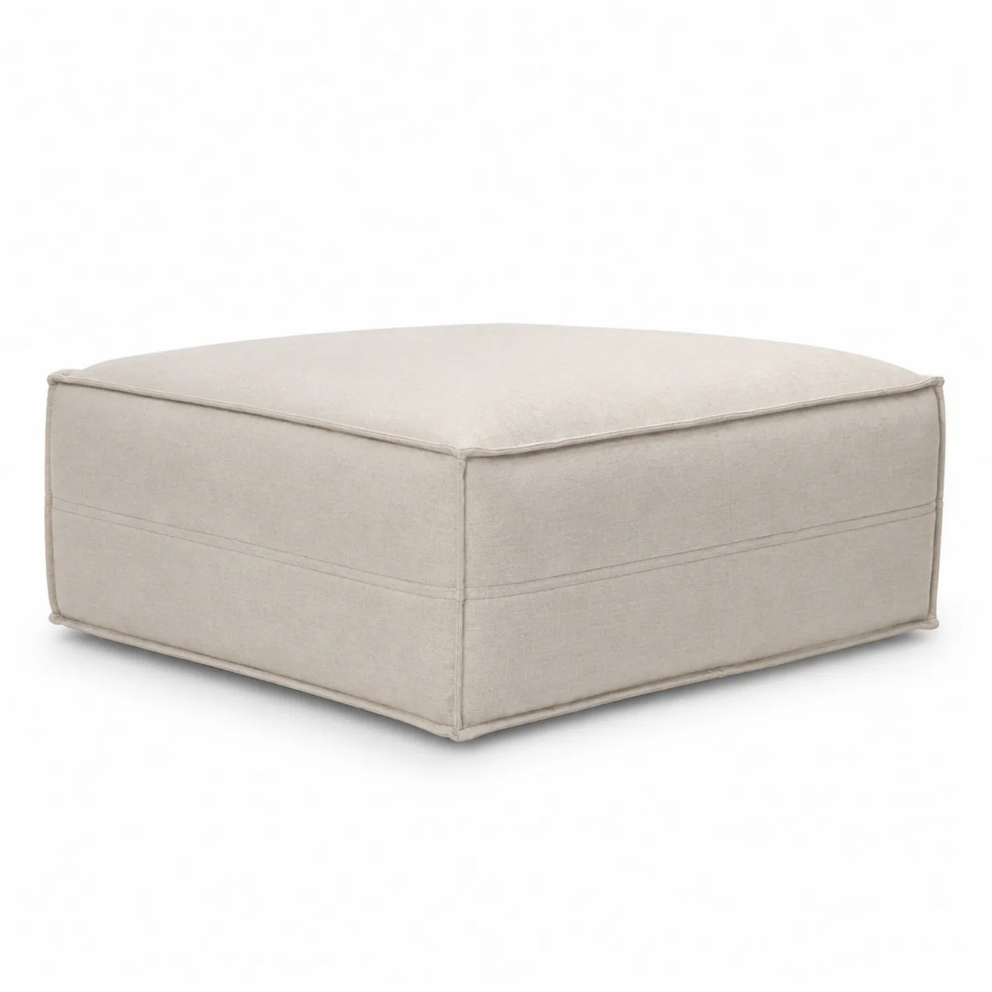 Kwadratowy puf lniany 70x70x30 cm Beżowy
