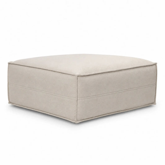 Kwadratowy puf lniany 70x70x30 cm Beżowy