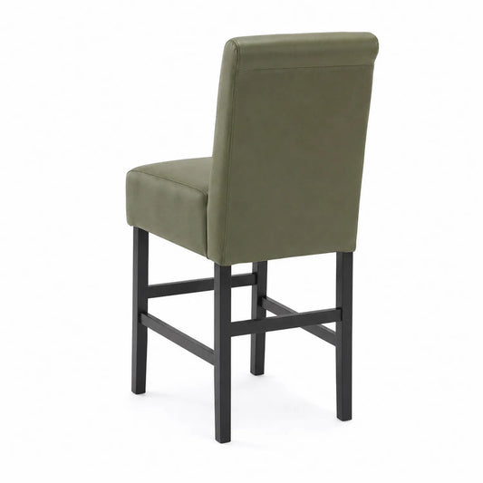 Krzesło barowe z tapicerką z ekoskóry, zielony, 110 cm