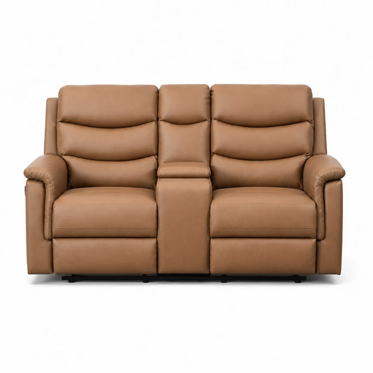Dwuosobowa sofa skórzana brązowa