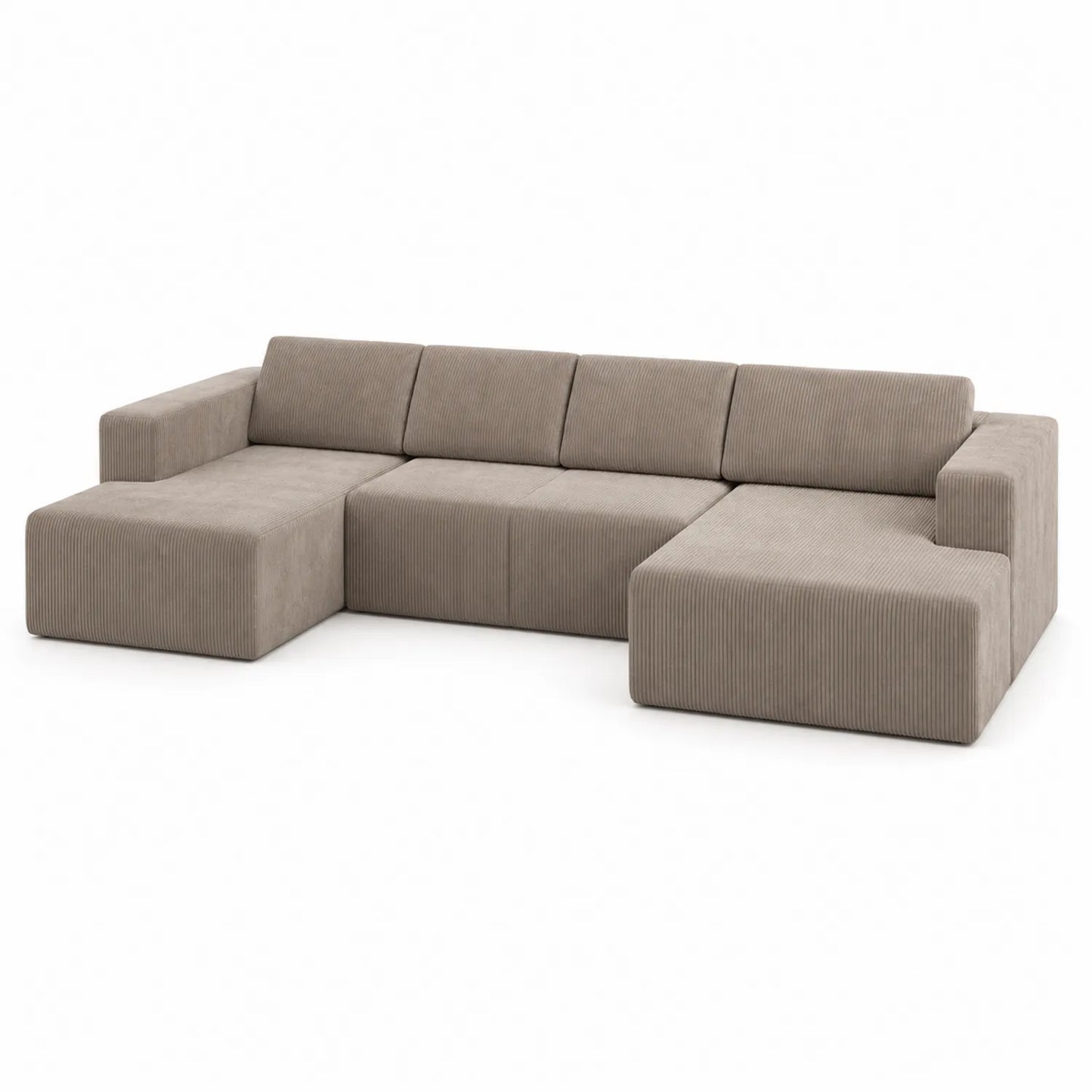 Narożna Sofa Sztruksowa Brązowa 300x200 cm