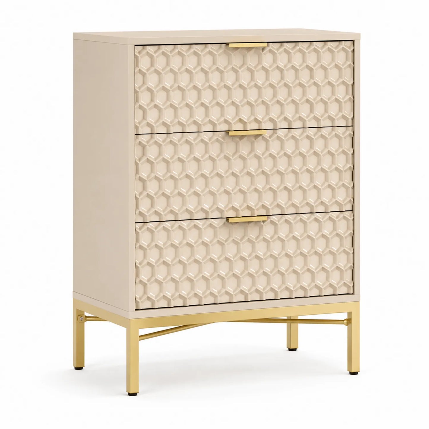 Komoda z 3 szufladami MDF i Metal Beżowy 80 cm