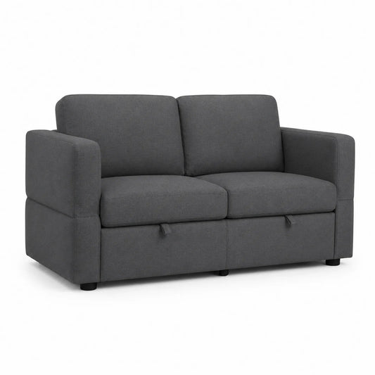 Sofa dwuosobowa z tkaniny poliestrowej Szara