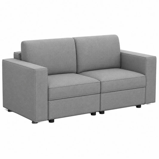 Sofa dwuosobowa z tkaniny poliestrowej Szary